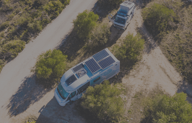 Camper & motor coach in middle of nowhere w/solar array